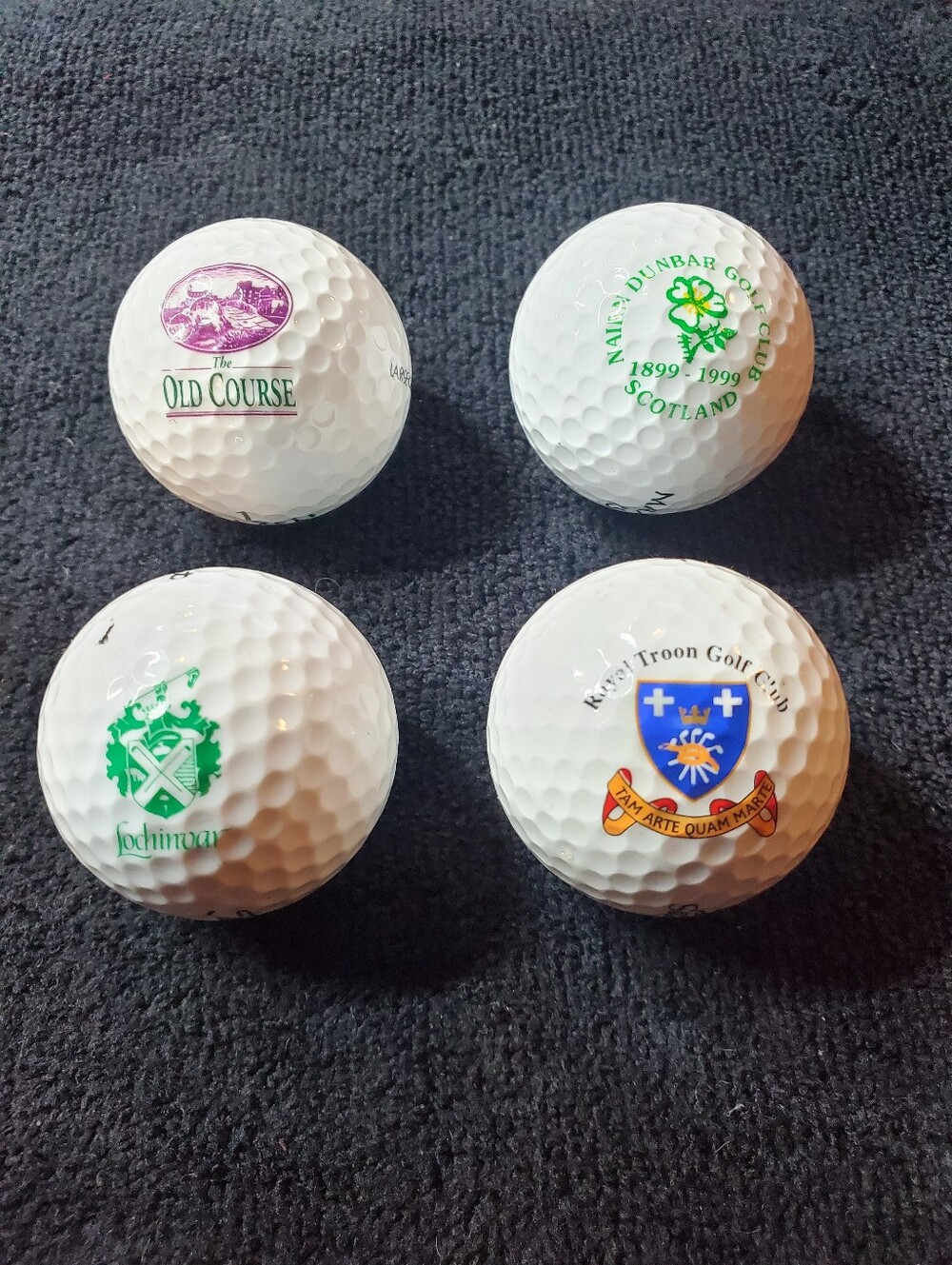 Lot of 4 Logo Golf Balls St Andrews Old Course Royal Troon Lochinvar Nairn